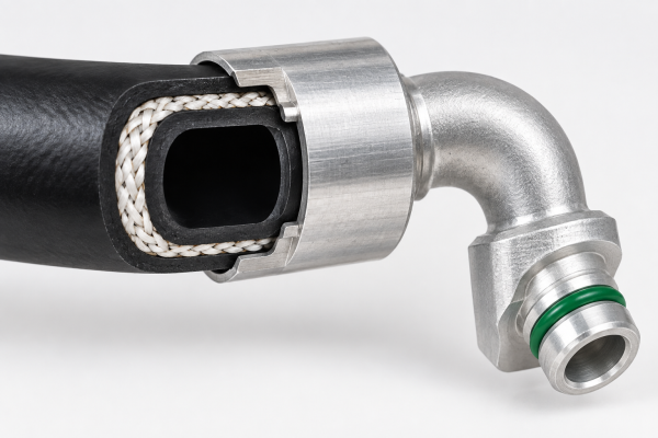 barb ac fitting hose assembly cross section